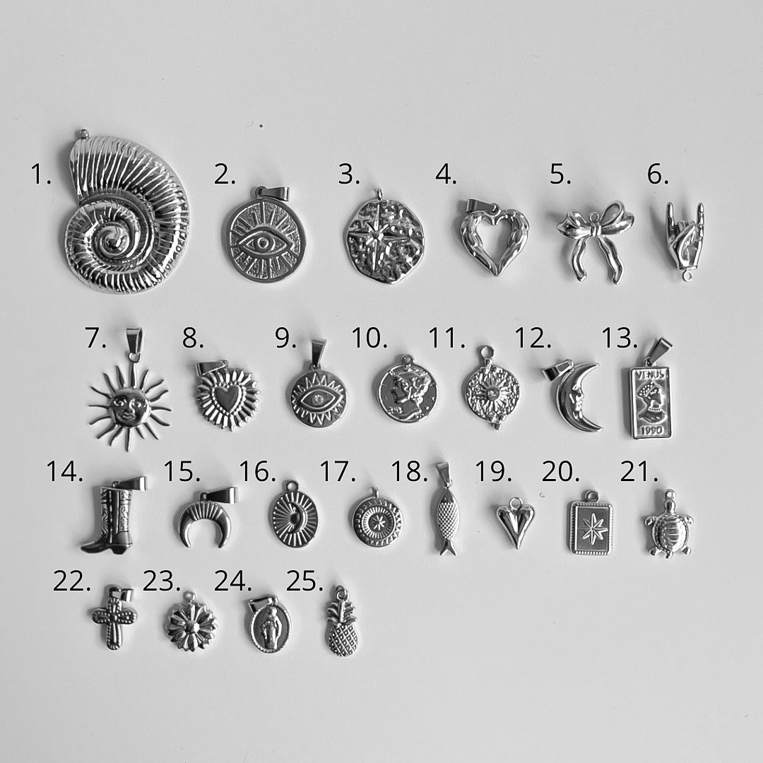 CHARM NECKLACE/ BRACELET- PENDENTES PRATEADOS PARTE II