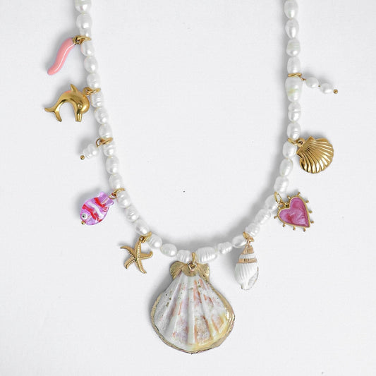 CHARM NECKLACE- FIO EM PÉROLAS DE AGUA DOCE